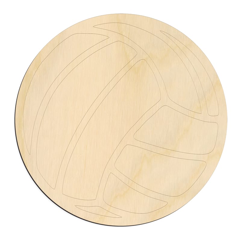 Laser-cut baltic birch silhouette of CLASSIC ENGRAVED VOLLEY BALL
