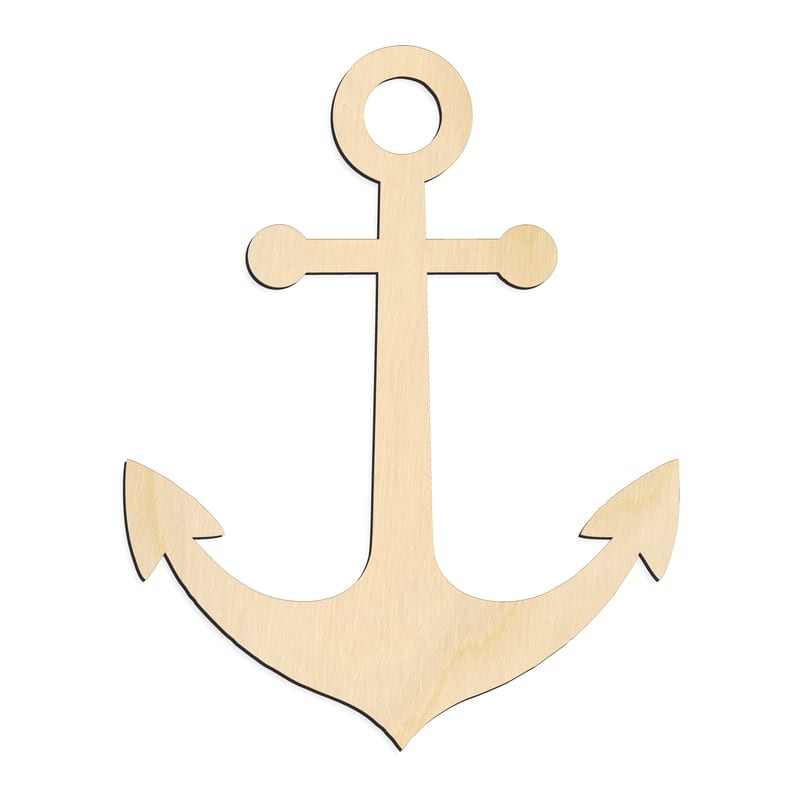 Laser-cut baltic birch silhouette of CLASSIC RING ANCHOR