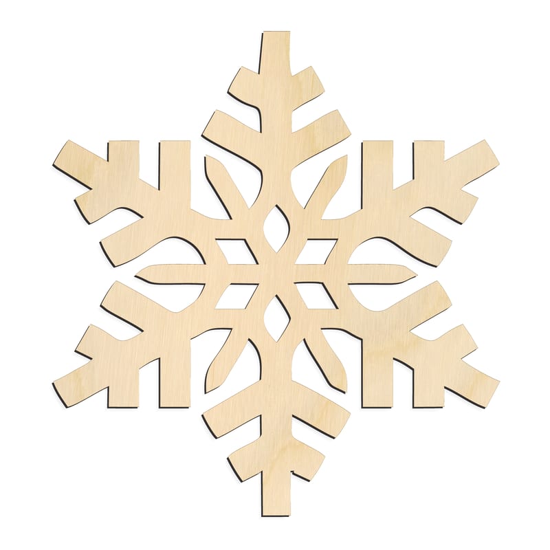 Laser-cut baltic birch silhouette of CLASSIC SNOWFLAKE