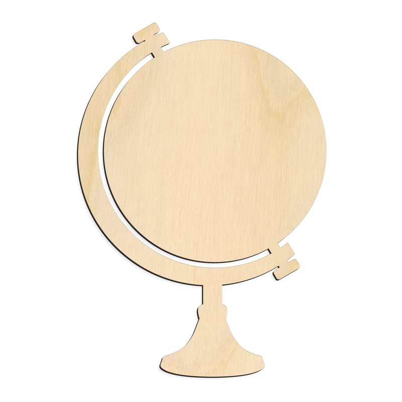 Laser-cut baltic birch silhouette of CLASSROOM GLOBE SIHOUETTE