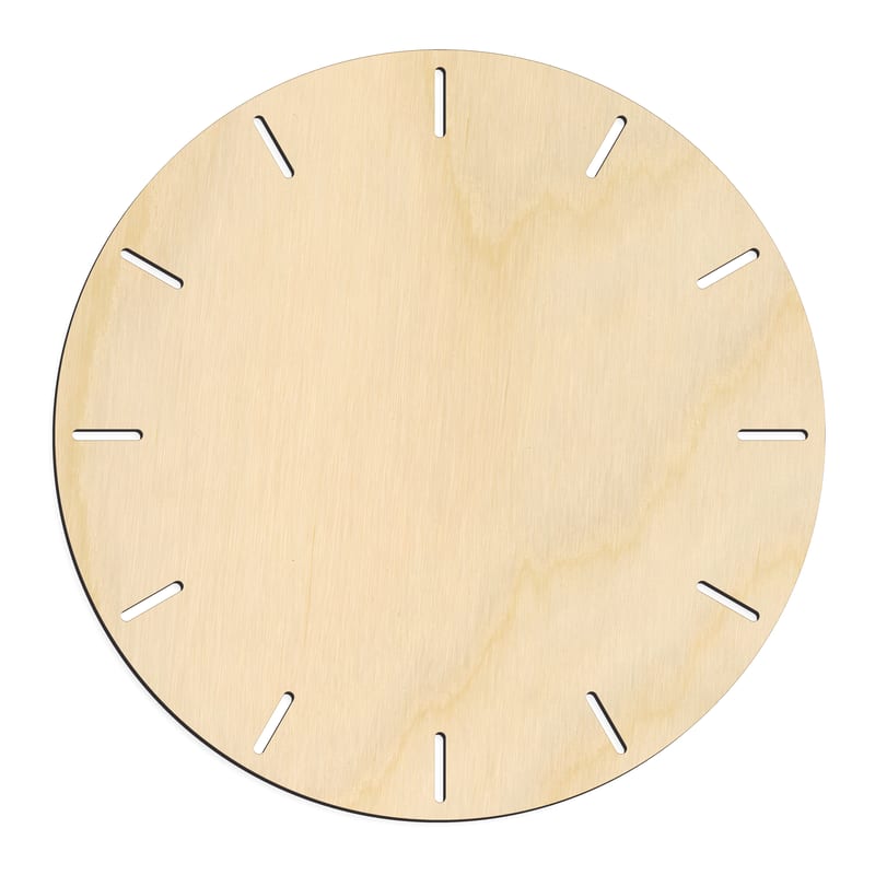 Laser-cut baltic birch silhouette of CLOCK FACE WITH DASHES