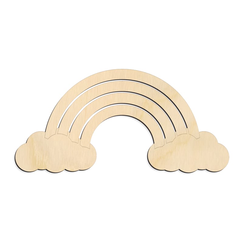 Laser-cut baltic birch silhouette of CLOUD RAINBOW