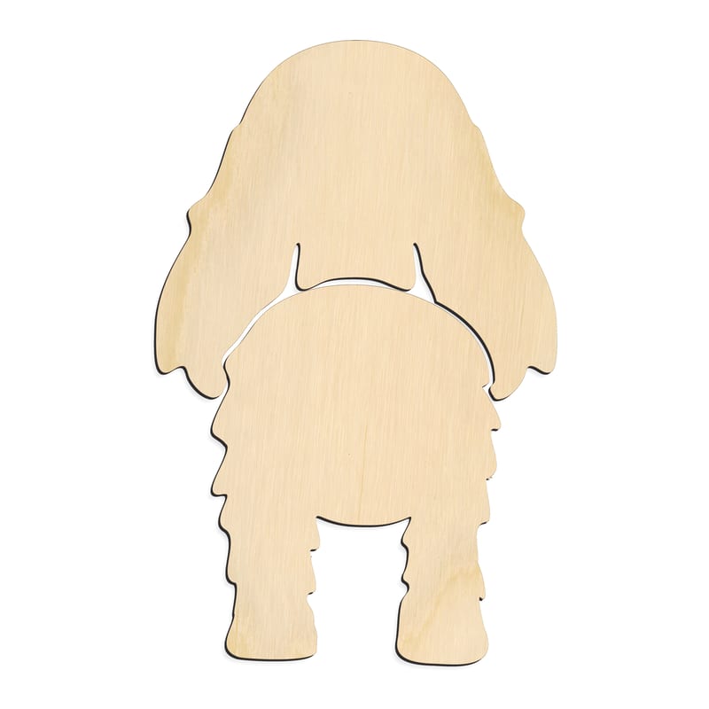 Laser-cut baltic birch silhouette of COCKER SPANIEL TWO PIECE BACK VIEW