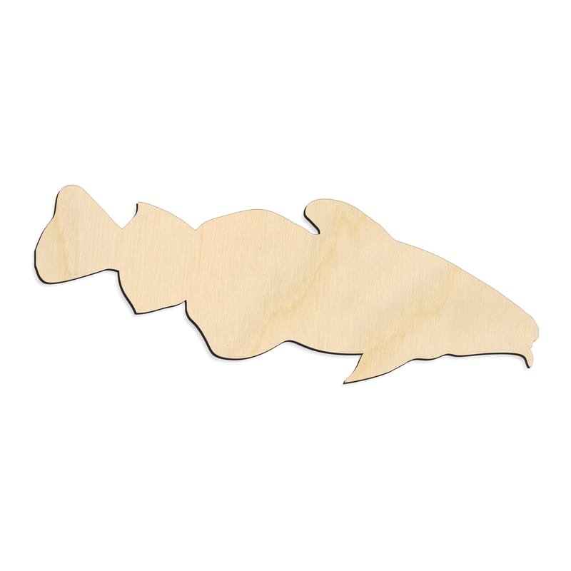 Laser-cut baltic birch silhouette of CODFISH