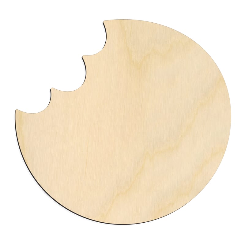 Laser-cut baltic birch silhouette of COOKIE BITE