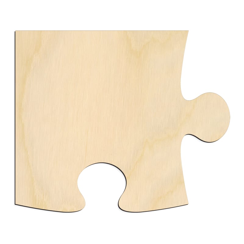 Laser-cut baltic birch silhouette of CORNER JIGSAW PUZZLE PIECE