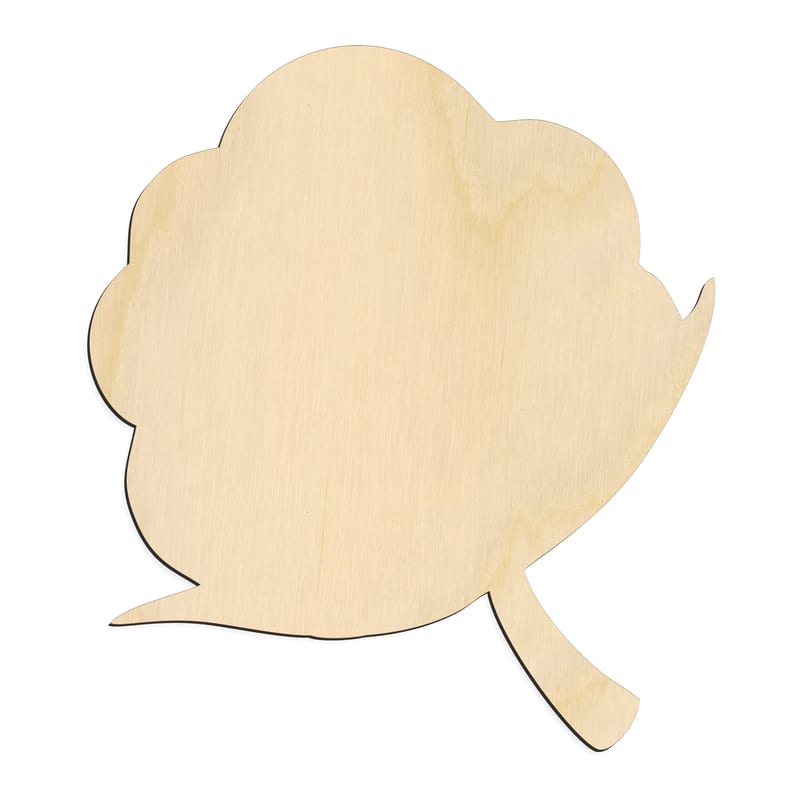 Laser-cut baltic birch silhouette of COTTON BOLL