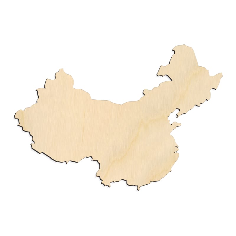 Laser-cut baltic birch silhouette of COUNTRY CHINA