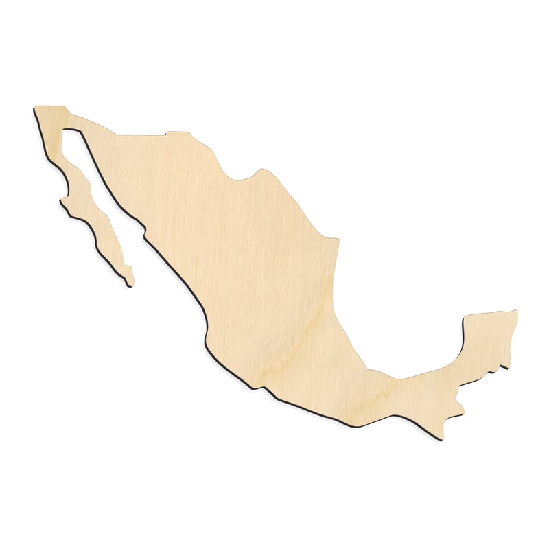 Laser-cut baltic birch silhouette of Mexico Country Silhouette