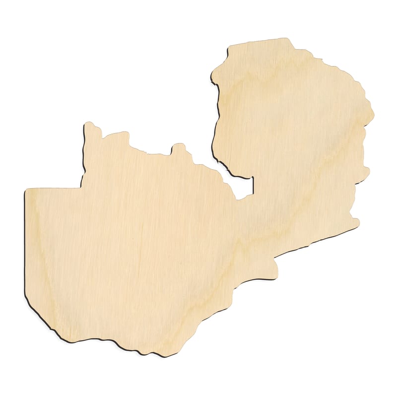 Laser-cut baltic birch silhouette of COUNTRY ZAMBIA