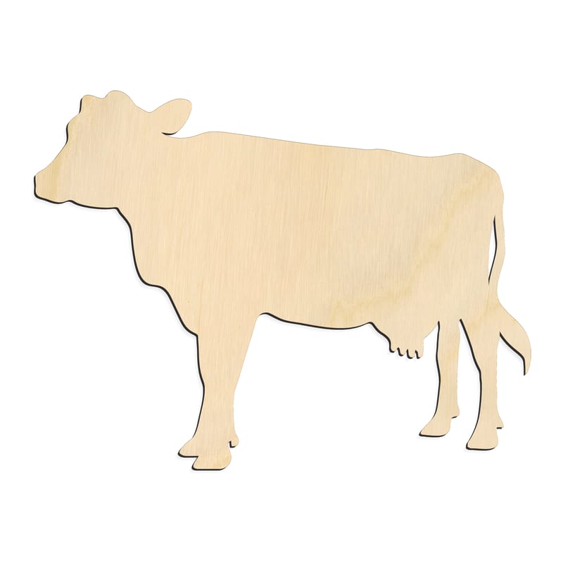Laser-cut baltic birch silhouette of COW DAIRY