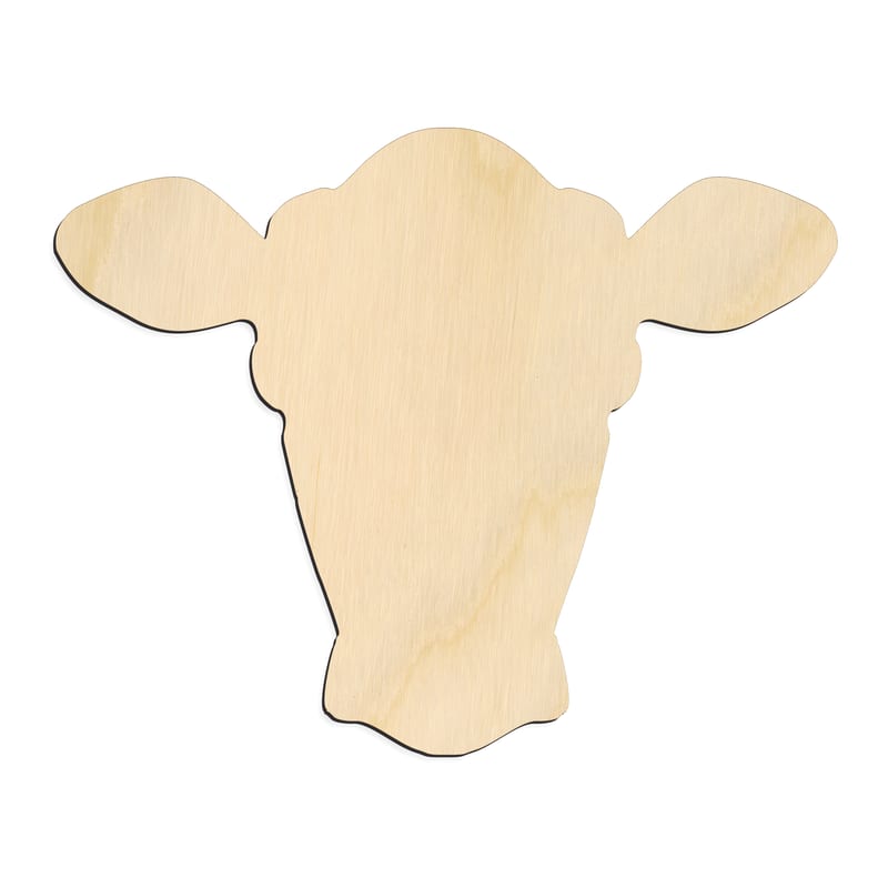 Laser-cut baltic birch silhouette of COW HEAD