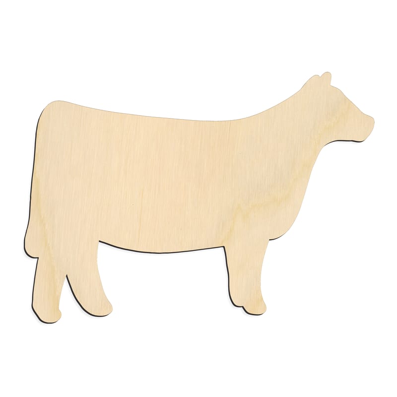Laser-cut baltic birch silhouette of COW ICON