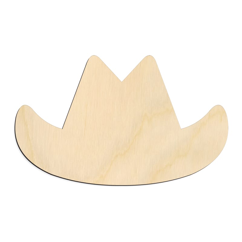 Laser-cut baltic birch silhouette of COWBOY HAT ICON