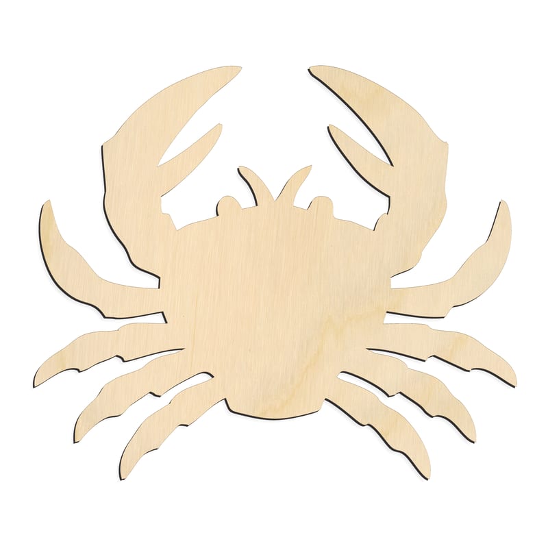 Laser-cut baltic birch silhouette of CRAB RAISED CLAWS