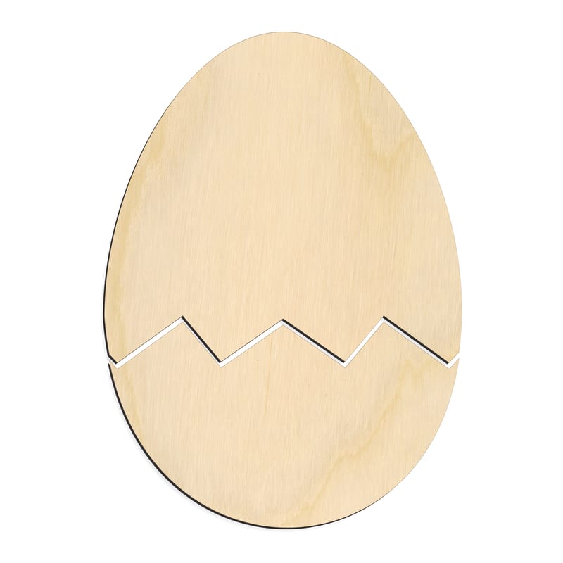 Laser-cut baltic birch silhouette of CRACKED EGG