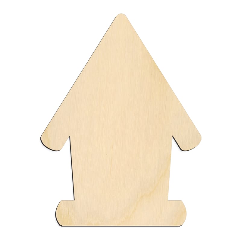 Laser-cut baltic birch silhouette of CRAFTY BIRD HOUSE