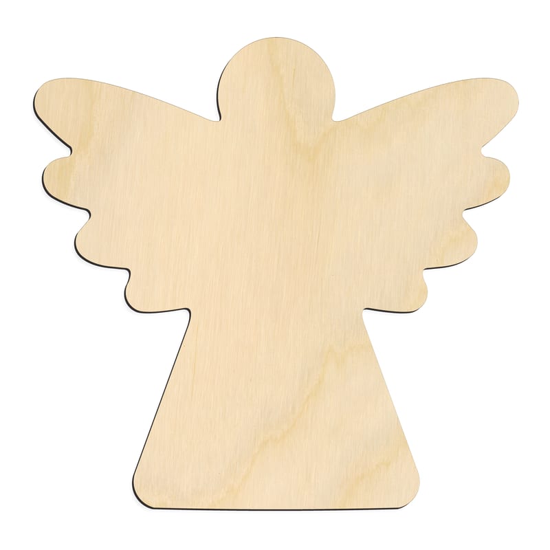 Laser-cut baltic birch silhouette of CRAFTY CHRISTMAS ANGEL