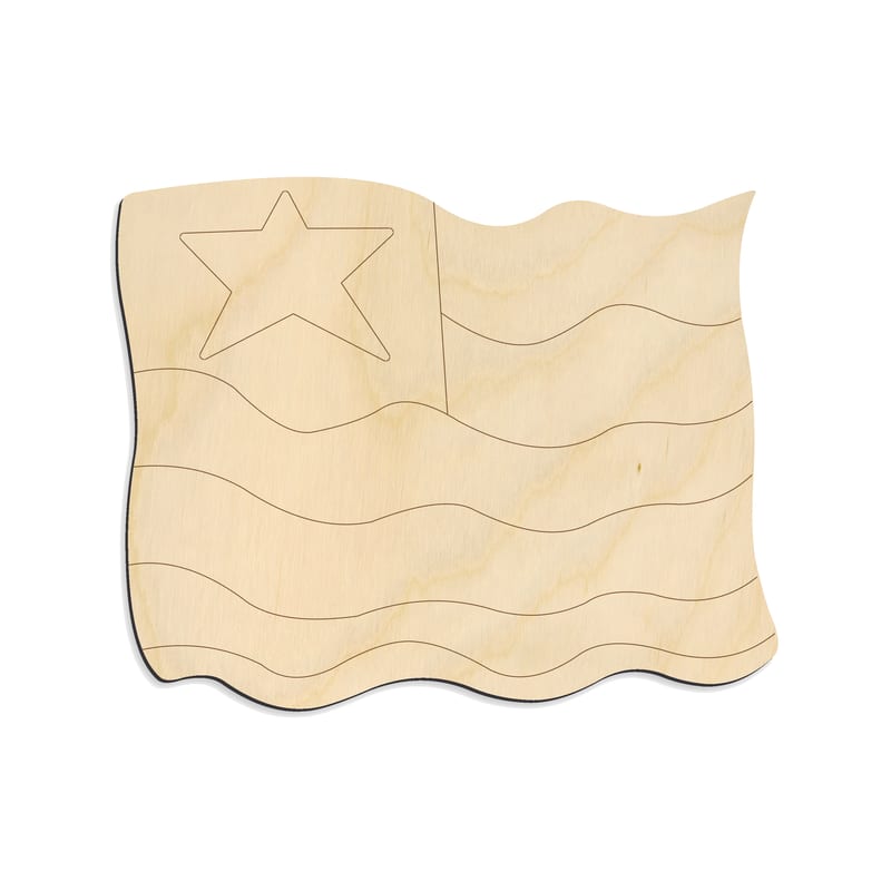 Laser-cut baltic birch silhouette of CRAFTY ENGRAVED US FLAG