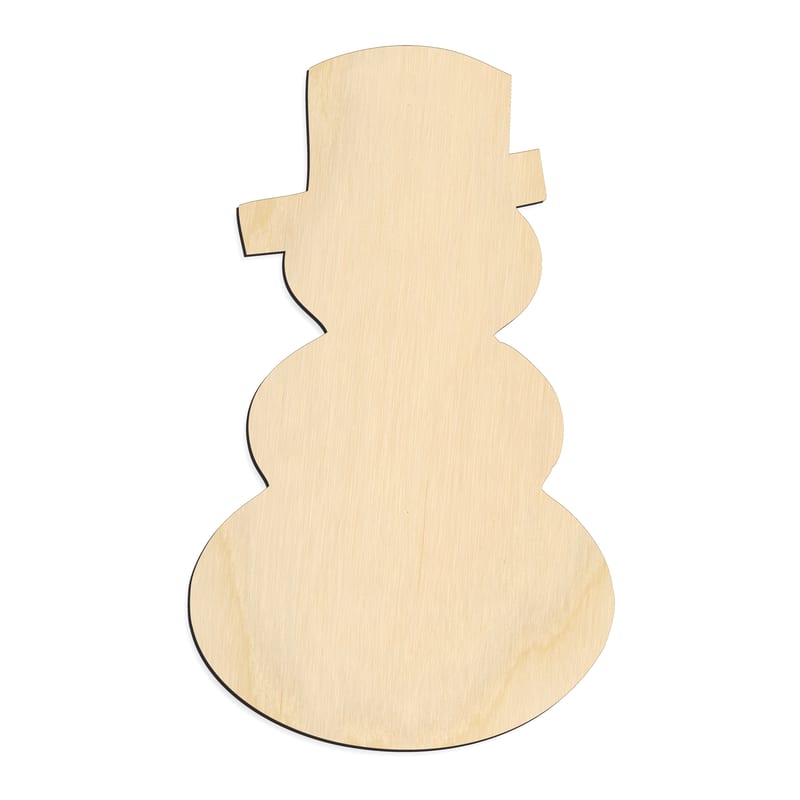 Laser-cut baltic birch silhouette of CRAFTY SNOWMAN