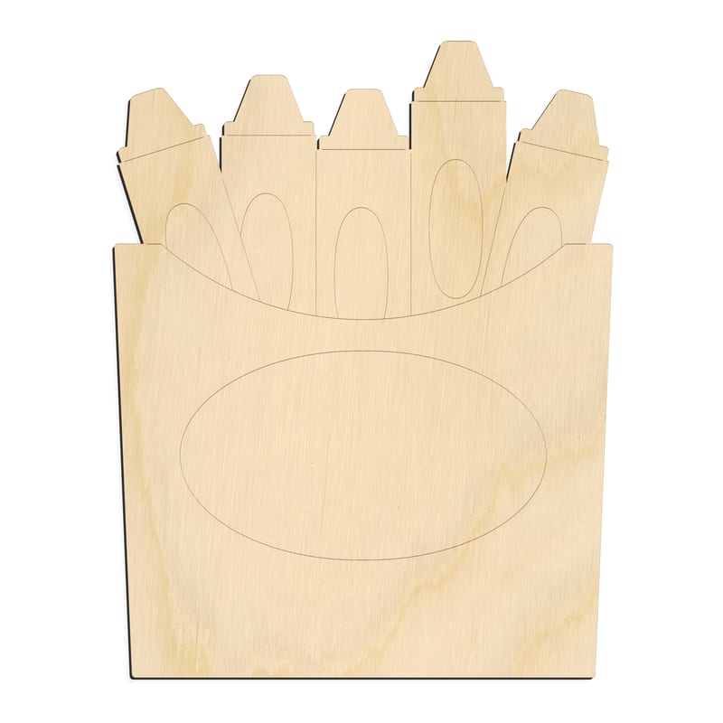 Laser-cut baltic birch silhouette of CRAYON BOX