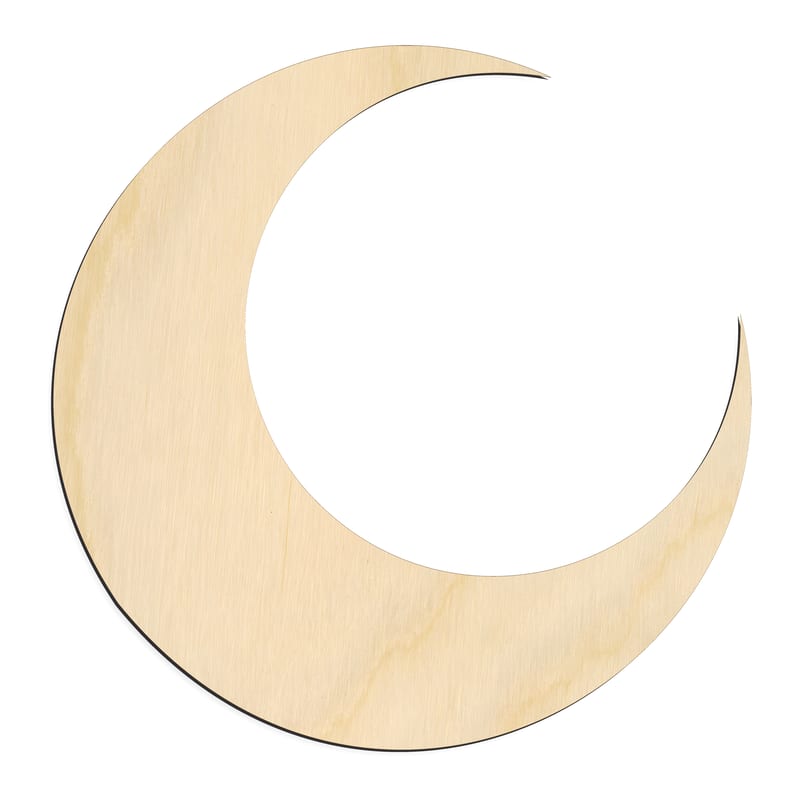Laser-cut baltic birch silhouette of CRESCENT MOON BROAD