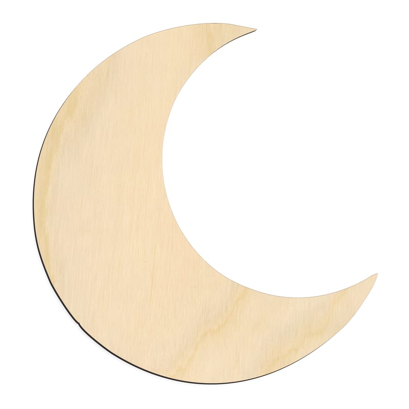 Laser-cut baltic birch silhouette of CRESCENT MOON ICON