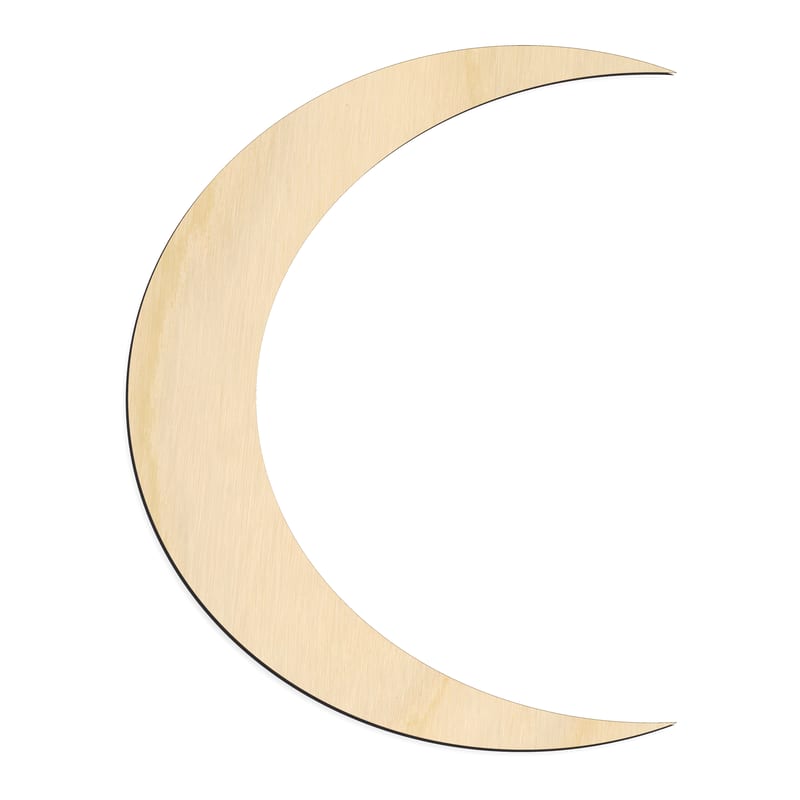 Laser-cut baltic birch silhouette of CRESCENT MOON SLIM