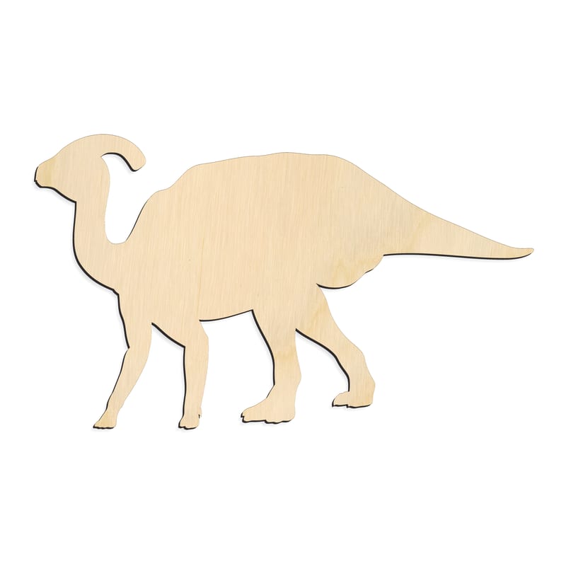 Laser-cut baltic birch silhouette of CRESTED DINOSAUR