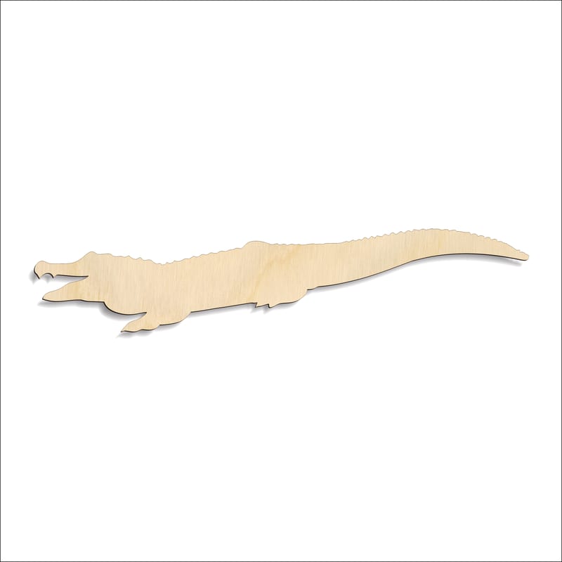 Laser-cut baltic birch silhouette of CROCODILE