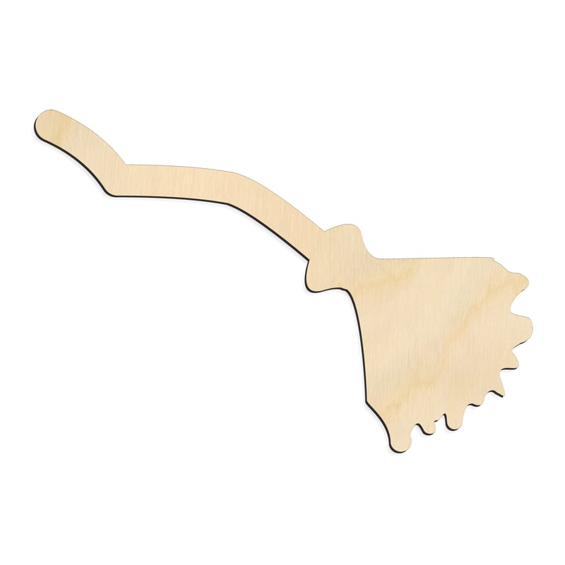 Laser-cut baltic birch silhouette of CROOKED BROOM STICK