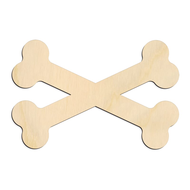 Laser-cut baltic birch silhouette of CROSS BONES