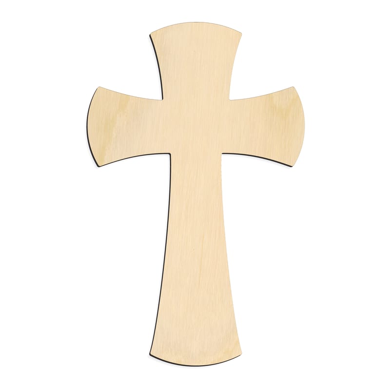 Laser-cut baltic birch silhouette of CROSS TAPERED