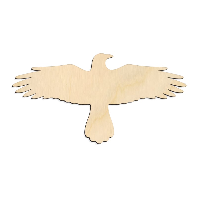 Laser-cut baltic birch silhouette of CROW