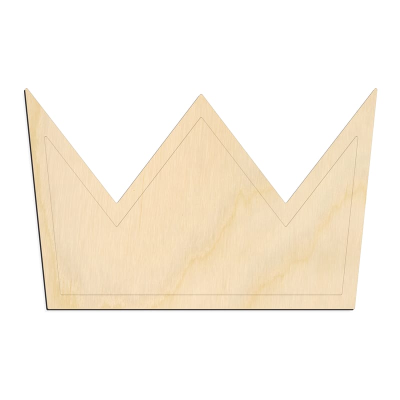 Laser-cut baltic birch silhouette of CROWN ENGRAVED POINTED