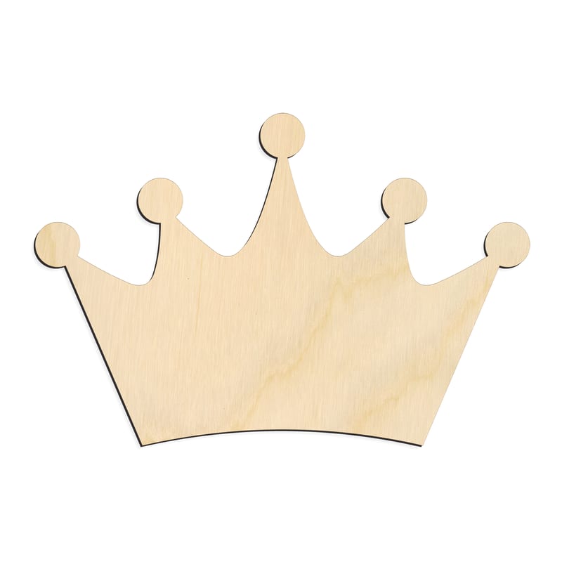 Laser-cut baltic birch silhouette of CROWN ROUNDED POINT