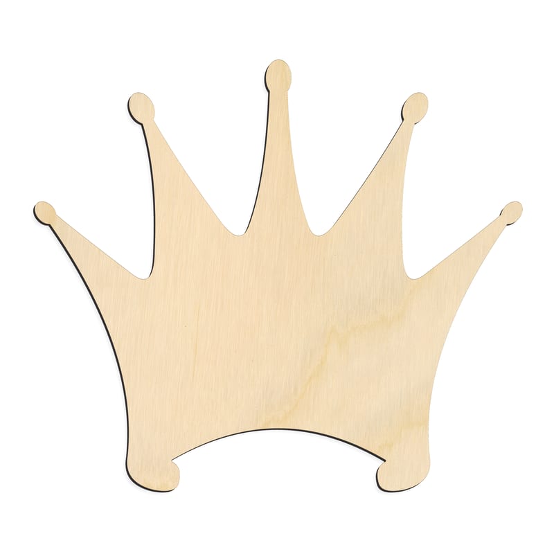 Laser-cut baltic birch silhouette of CROWN TALL OVAL POINT