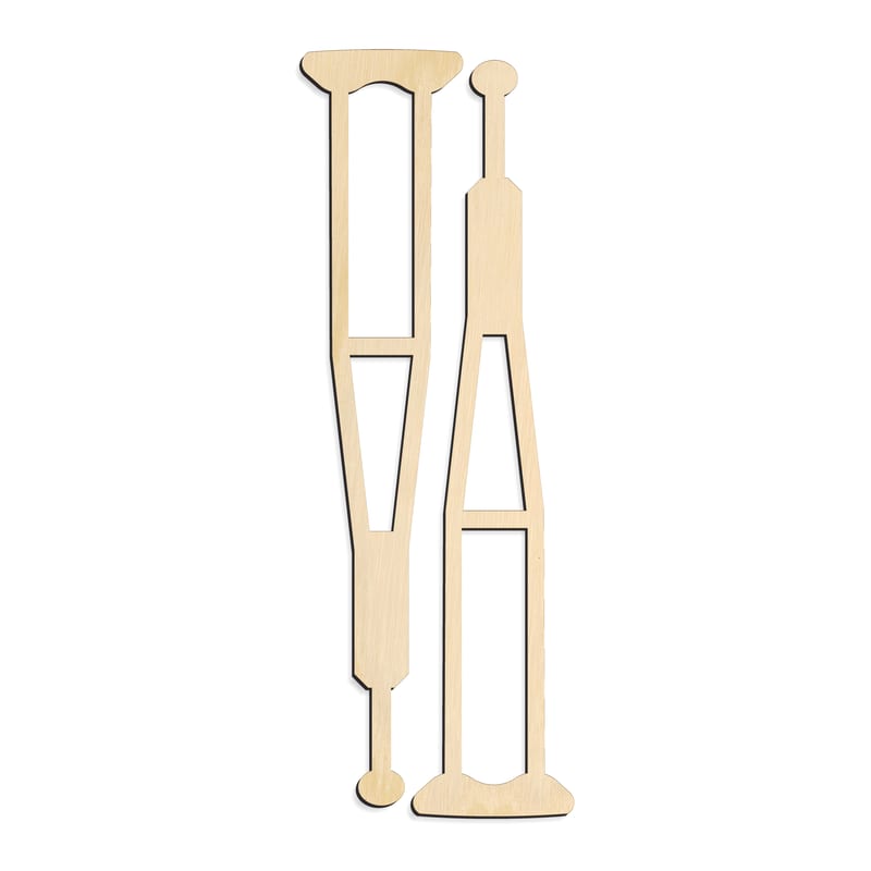 Laser-cut baltic birch silhouette of CRUTCHES