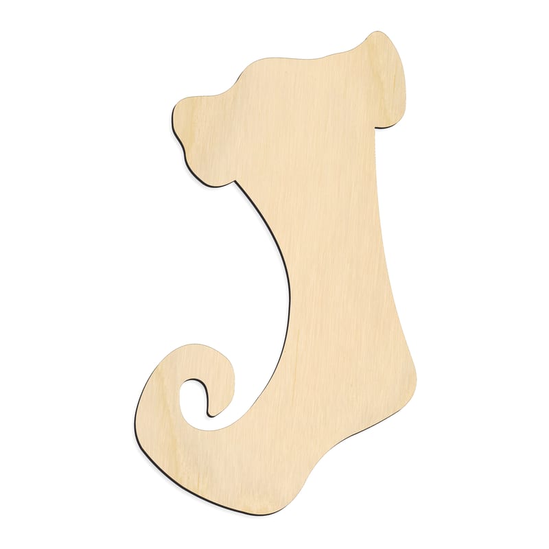 Laser-cut baltic birch silhouette of CURLED CHRISTMAS STOCKING