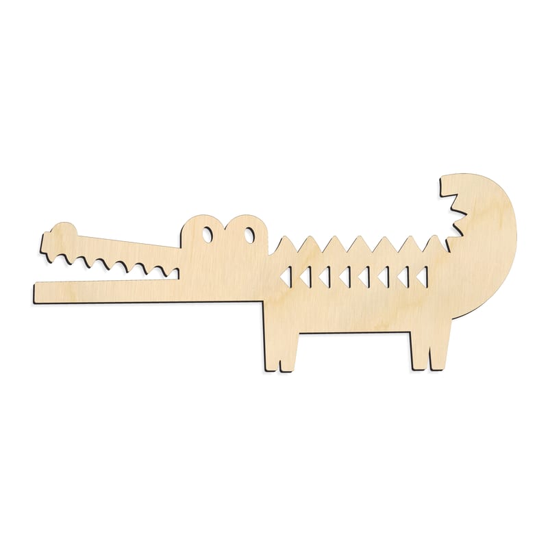 Laser-cut baltic birch silhouette of CUTE ALLIGATOR