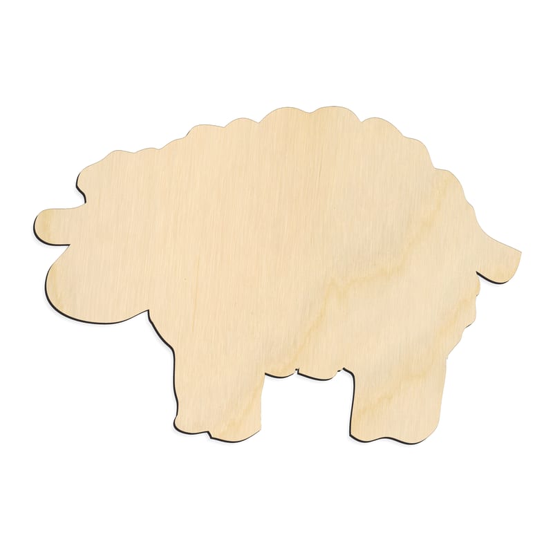 Laser-cut baltic birch silhouette of CUTE CARTOON SHEEP