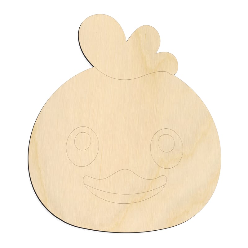 Laser-cut baltic birch silhouette of CUTE CHICKEN FACE