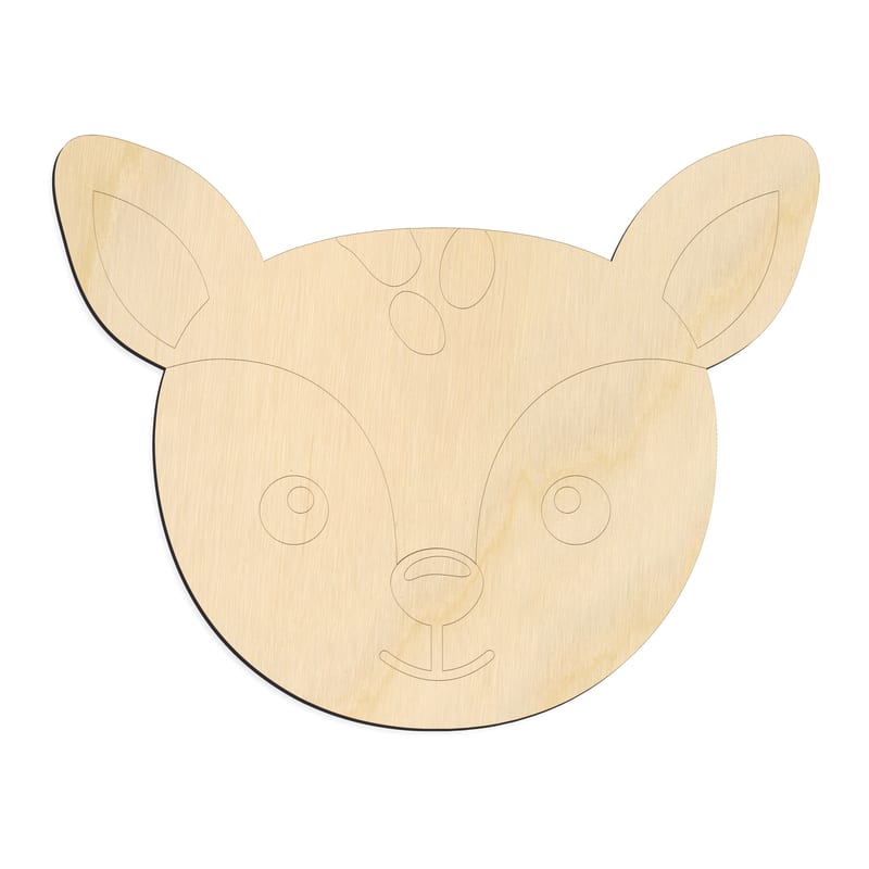 Laser-cut baltic birch silhouette of CUTE DEER FACE