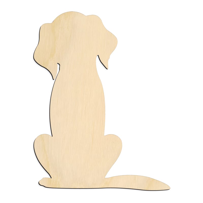 Laser-cut baltic birch silhouette of CUTE DOG