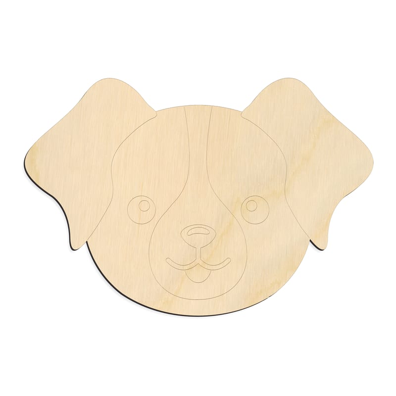 Laser-cut baltic birch silhouette of CUTE DOG FACE