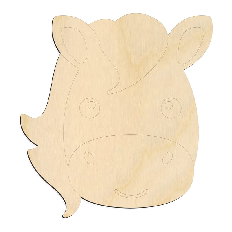 Laser-cut baltic birch silhouette of CUTE HORSE FACE