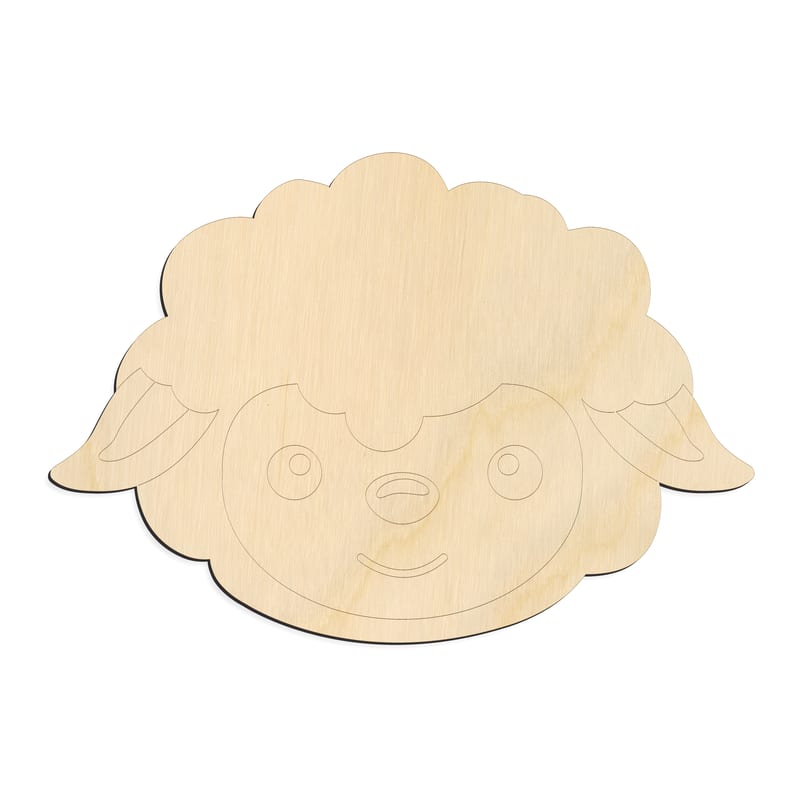 Laser-cut baltic birch silhouette of CUTE LAMB FACE