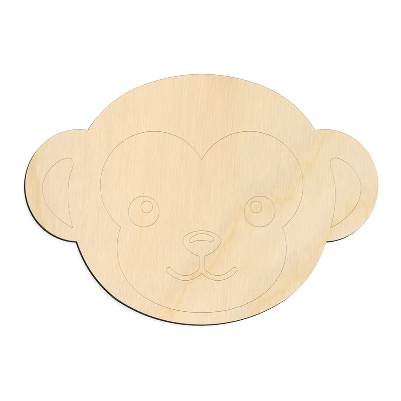 Laser-cut baltic birch silhouette of CUTE MONKEY FACE