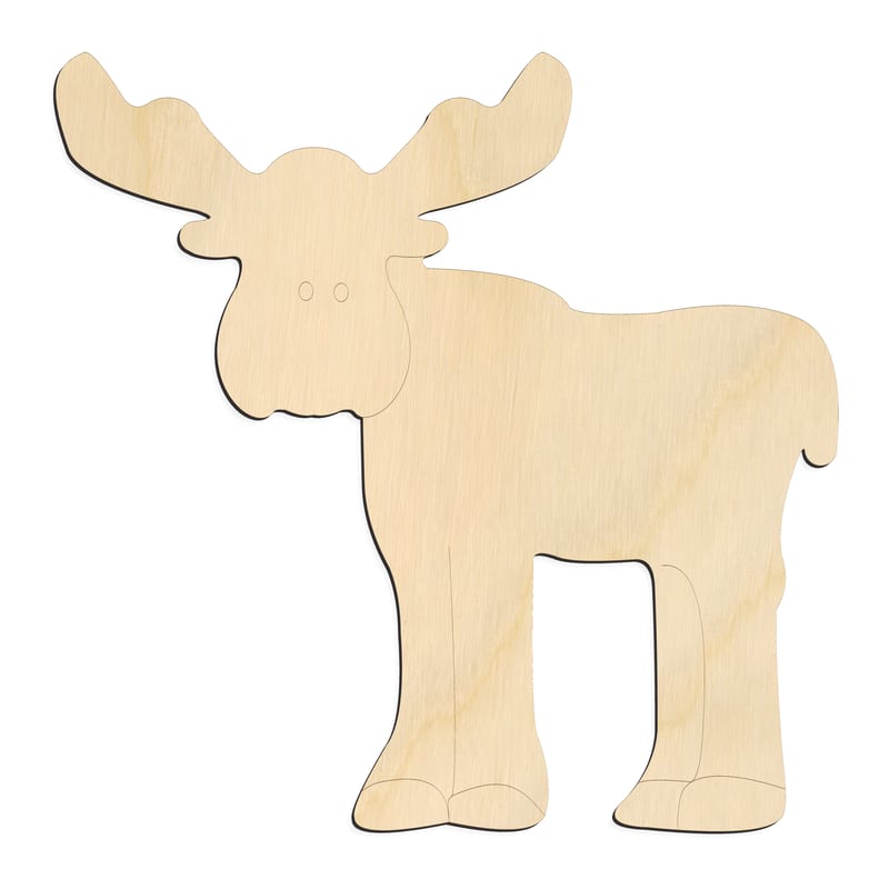 Laser-cut baltic birch silhouette of CUTE MOOSE