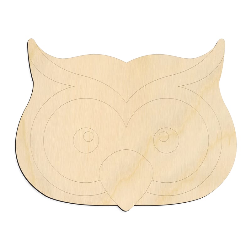 Laser-cut baltic birch silhouette of CUTE OWL FACE